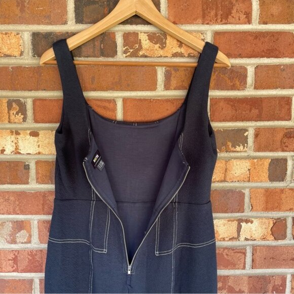 Anthropologie Maeve Sew it Seams Dark Blue Midi Dress 6 - Picture 9 of 10